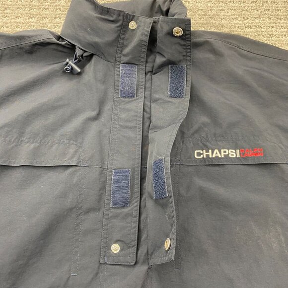 Vintage CHAPS Ralph Lauren Windbreaker Jacket Men Large L Navy Blue Stow Hoodie - Picture 6 of 11